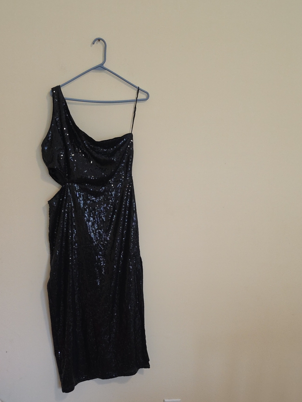Bardot Black Sequin One-Shoulder Maxi Dress